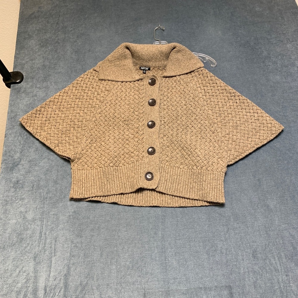 Apt. 9 Knitted Poncho Style Overthrow Sweater Women XL Brown Button Front Winter
